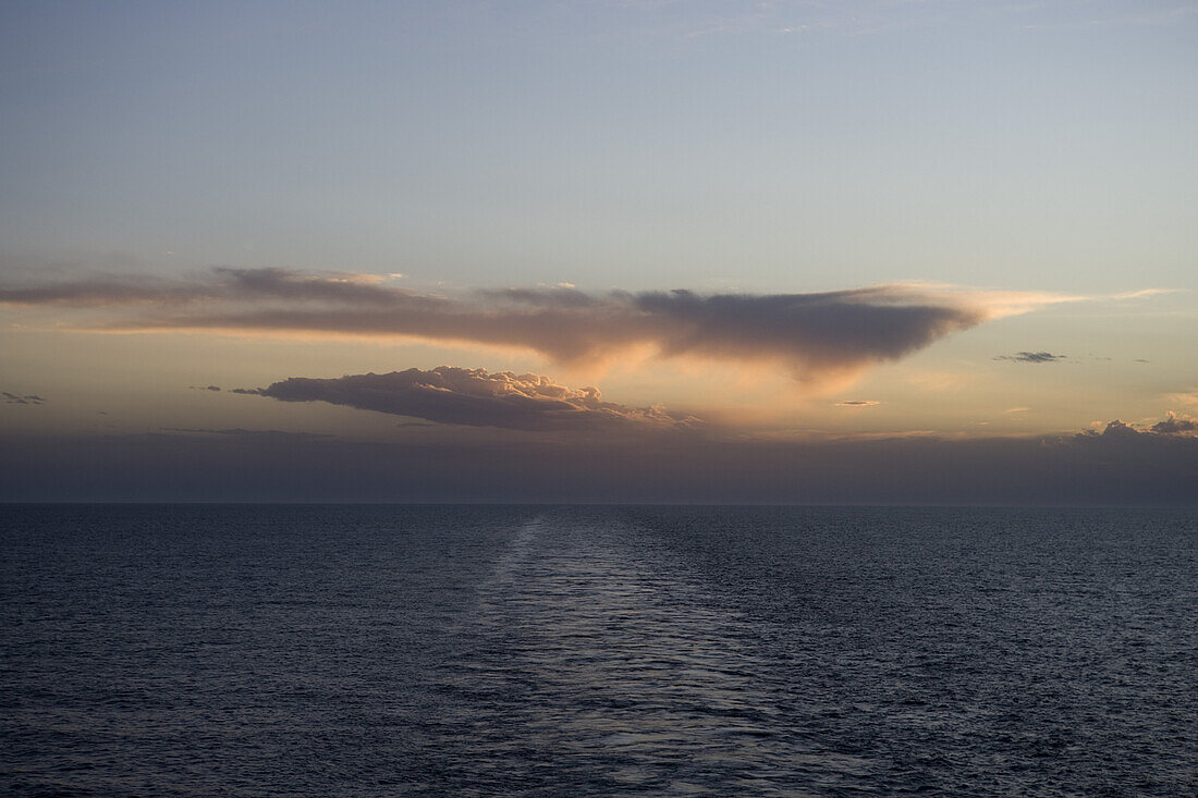 Clouds at sunset, South Atlantic Ocean, South America, America