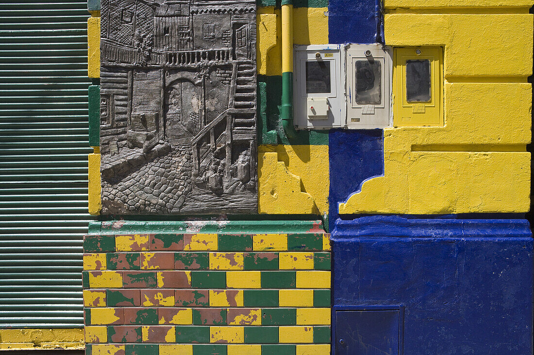 Muster an Wand im La Boca Hafenviertel, Buenos Aires, Argentinien, Südamerika, Amerika