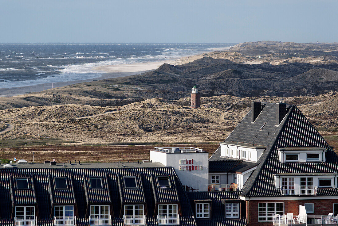 View from the Observation Platform on Uwedune, Nature Reserve Dune Countryside on Red Cliff in Kampen, Sylt, Schleswig-Holstein, Germany