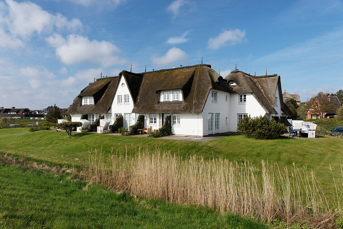 House with thatched roof in Rantum, Sylt, Schleswig-Holstein, Germany