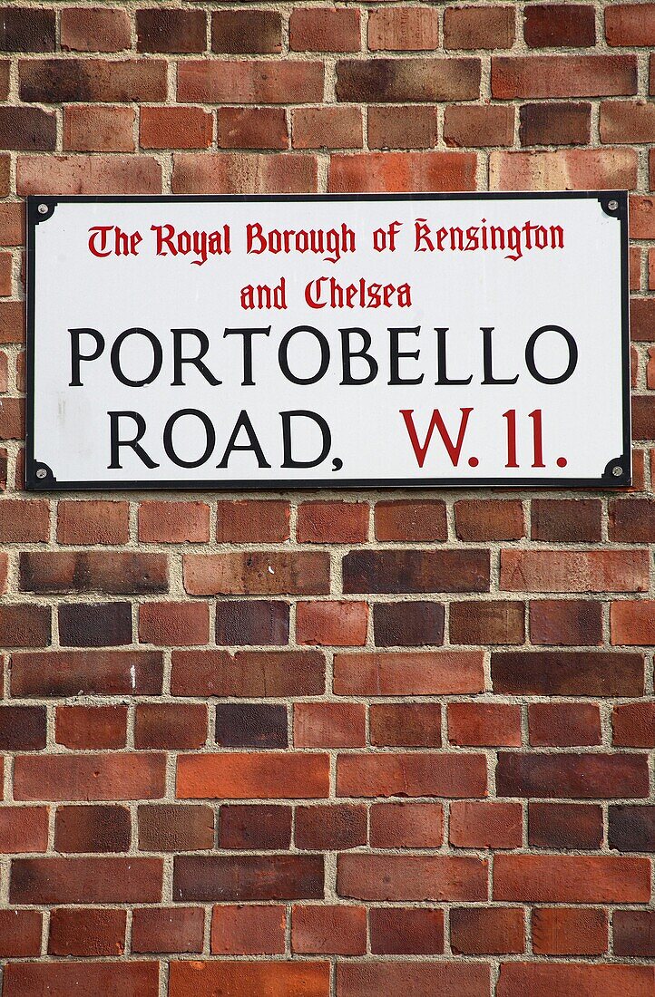 Portobello Road, sign on a wall, London, England, Great Britain, Europe