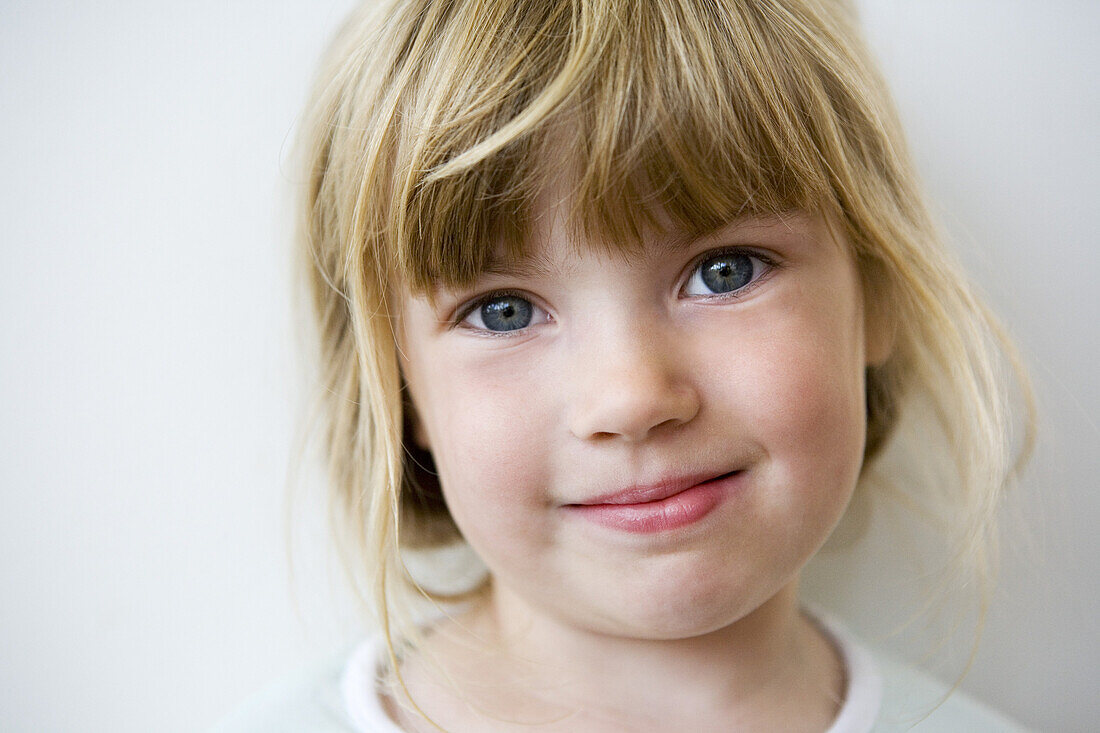 Close up of a blond little girl