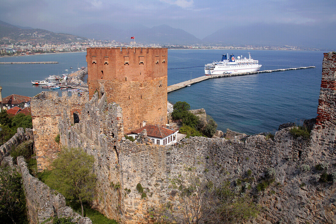 Kizilkule, an eight-square tower in Alanya, Turkey