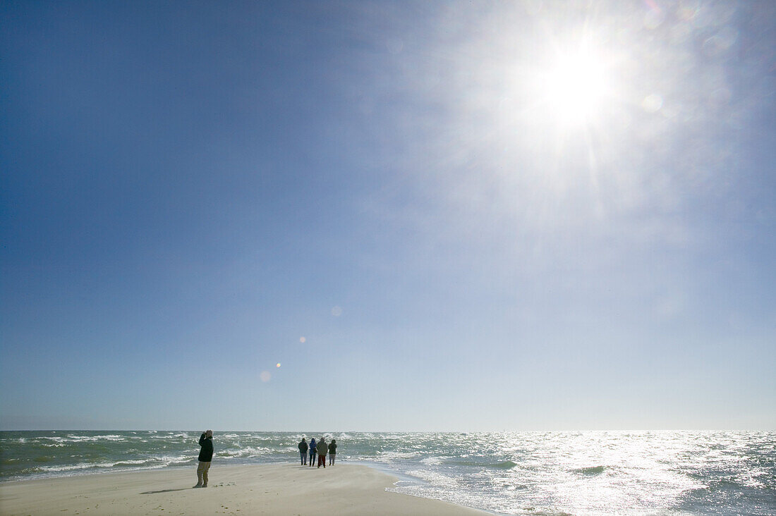 People on the beach, the farthest headland where Skagerrak and the Kattegatt meet, Skagen, Jutland, Denmark