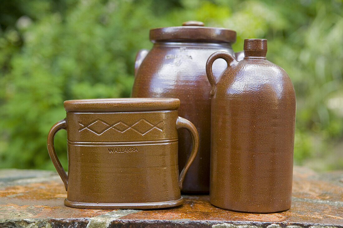 pots and urns from Wallakra Stoneware Factory, Vallakra, Skane, Sweden