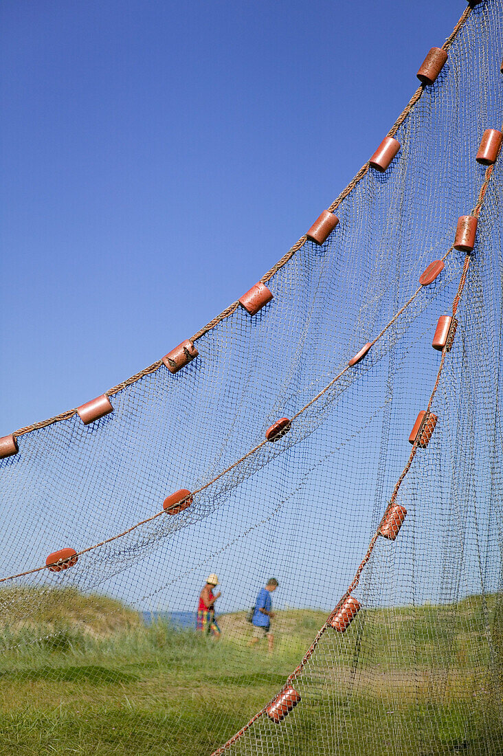 Fishing net hangs up to dry