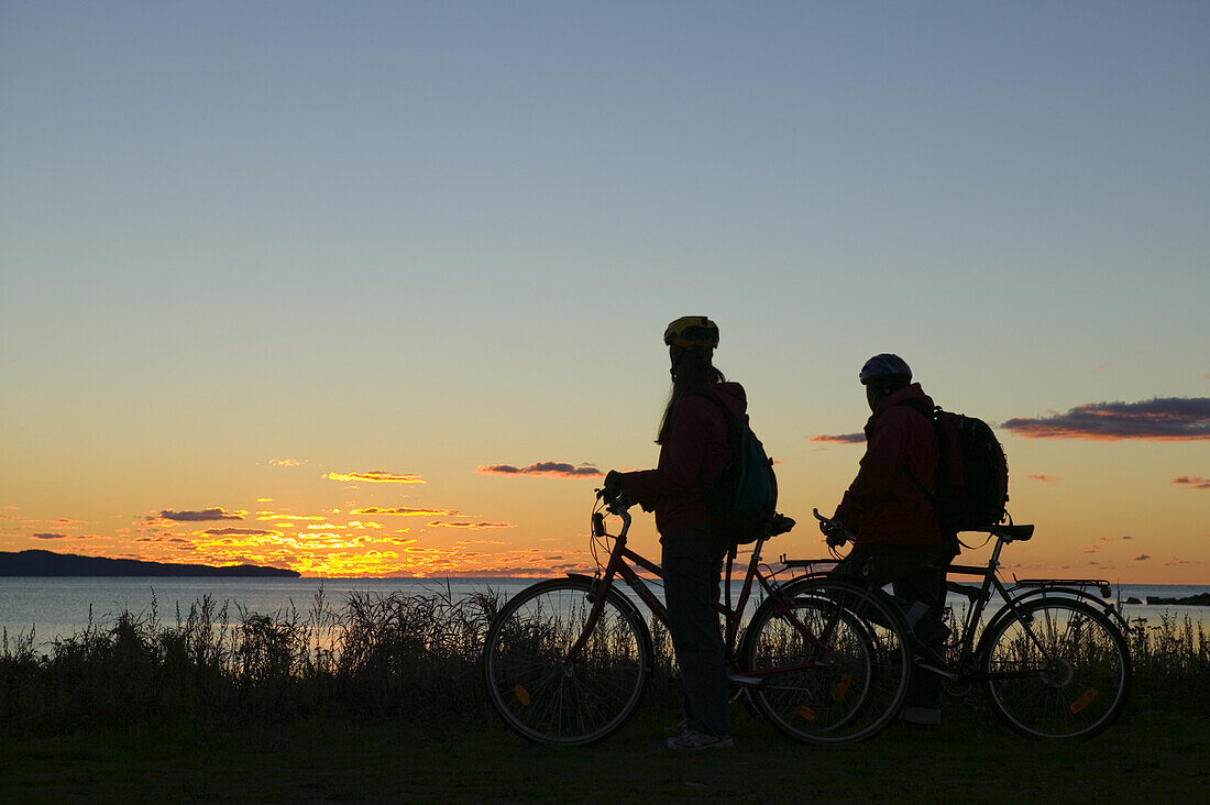 A younger couple on biking tour, angelholm, Skane, Sweden