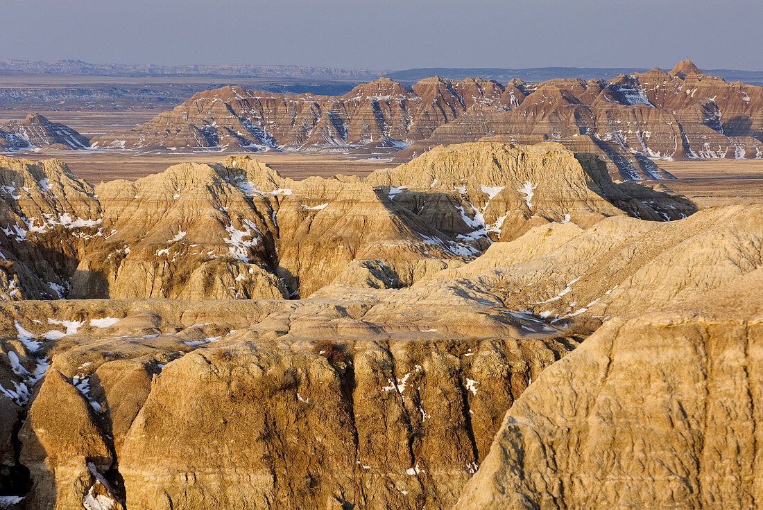 Eroded formations in Badlands National Park South Dakota SA