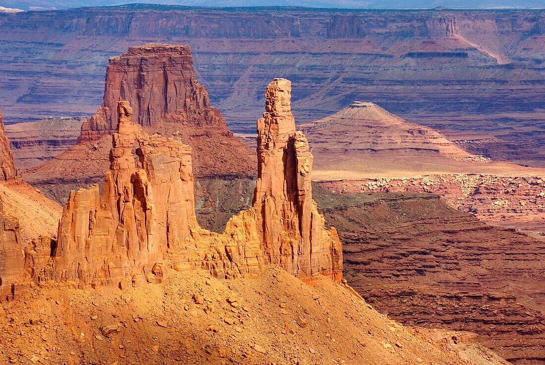 Washerwoman Arch and Monster Tower, Canyonlands National Park Utah USA