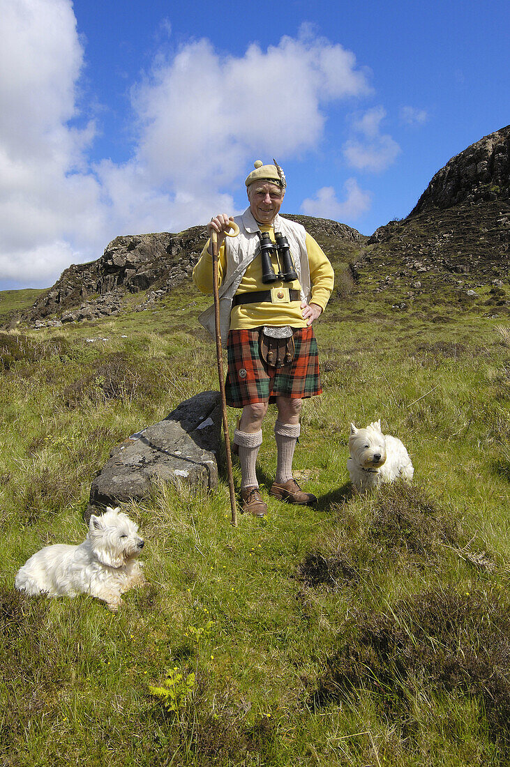 Scottish man at Dunvegan, Skye island, Inner Hebrides, Scotland, UK
