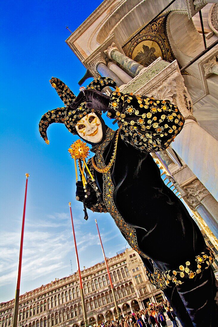 Europa, Harlekin, Italien, Karneval, Maske, San Giorgio Maggiore, Venedig, Venetien, Veneto, N64-961757, agefotostock 