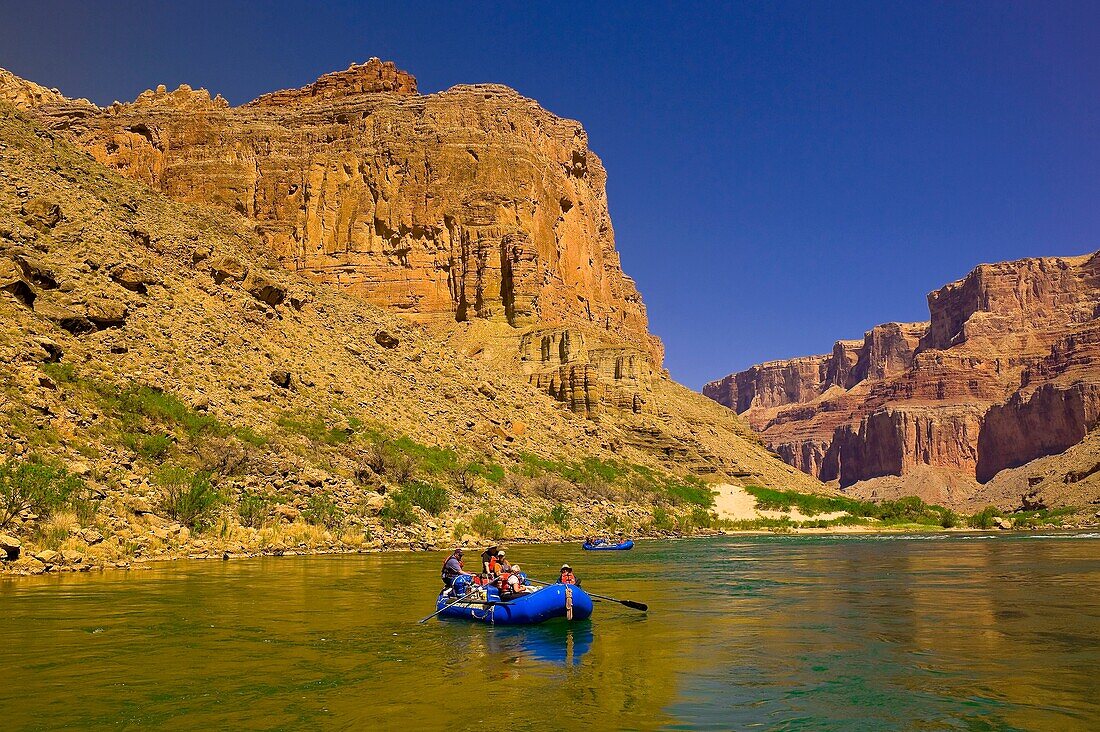 Whitewater rafting trip oar trip on the Colorado River in Marble Canyon, Grand Canyon National Park, Arizona USA