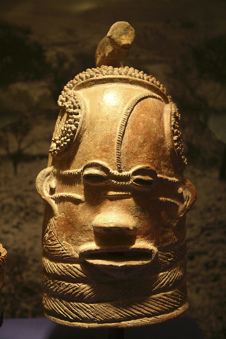 Traditional ceramic piece displayed in Africa tribal culture exhibition in South African Museum, Cape Town. South Africa