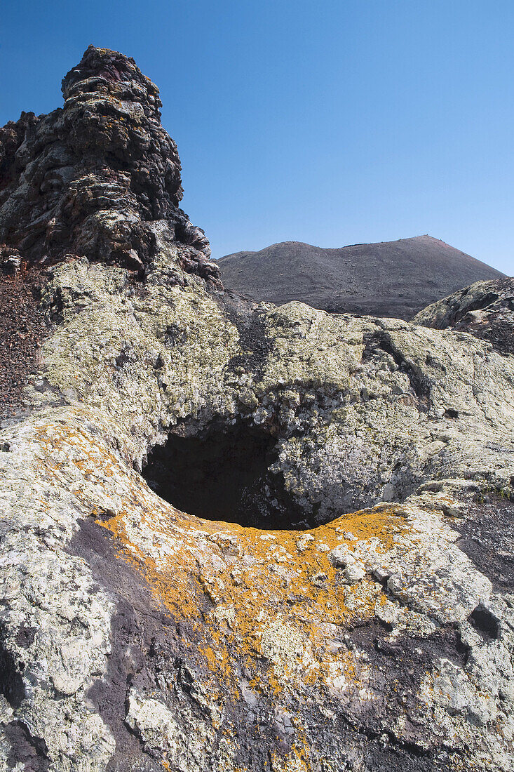 Detail of a side hole in the Santa Catalina volcano, in the Natural Park of the Volcanoes  Tinajo  Lanzarote  Canary Islands  Spain