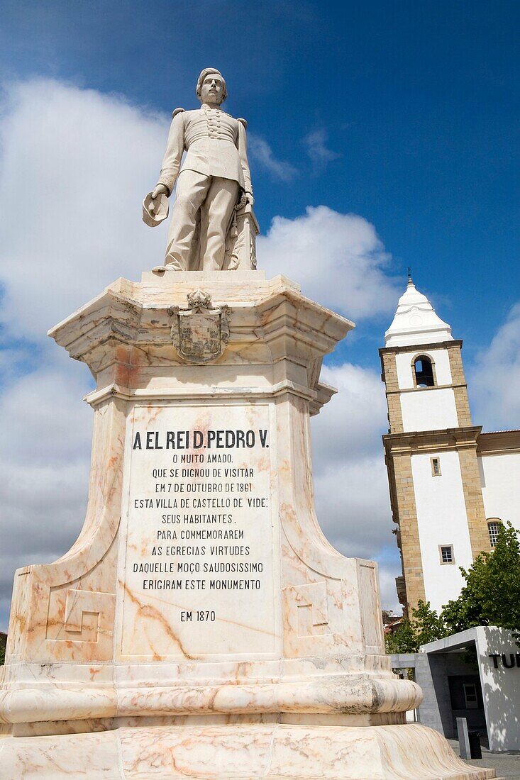 Statue of King Pedro V , in the Historic Village of Castelo de Vide, in Alentejo  Portalegre District  Portugal