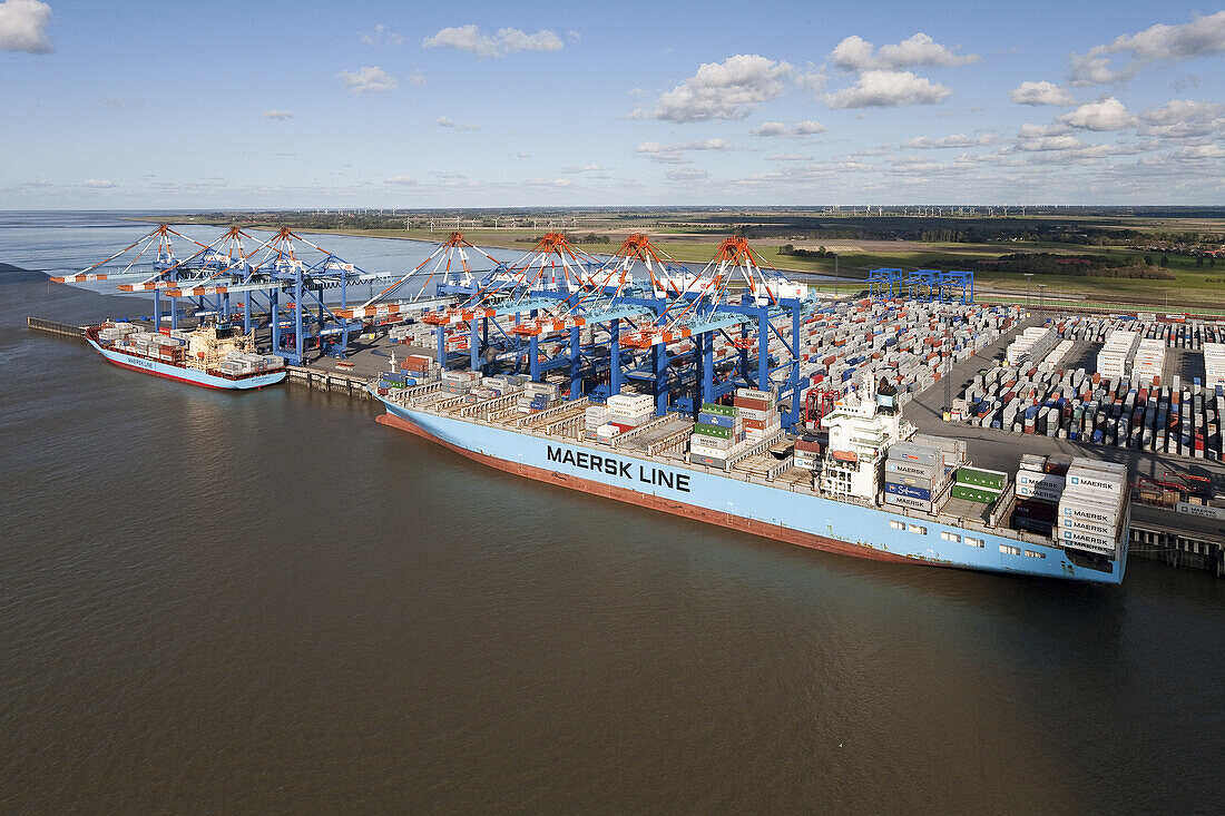 Luftaufnahme Containerhafen, Bremerhaven, Niedersachsen, Deutschland