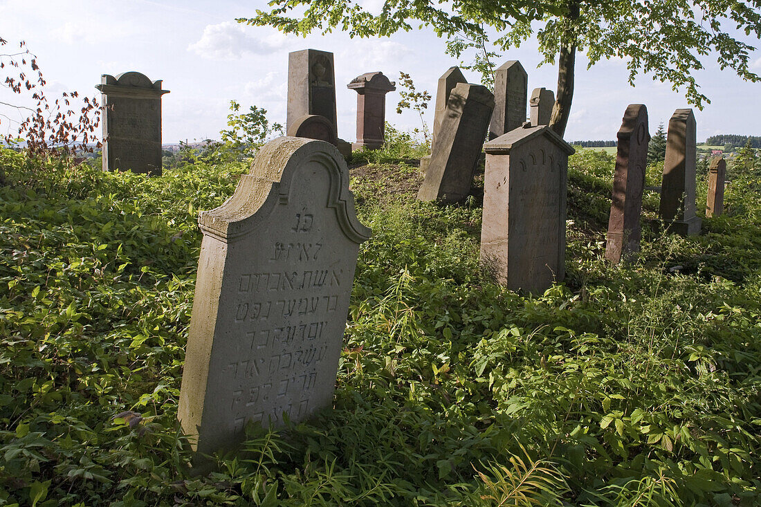 Grave stones in a Jewish cemetery, Seesen, Lower Saxony, Germany