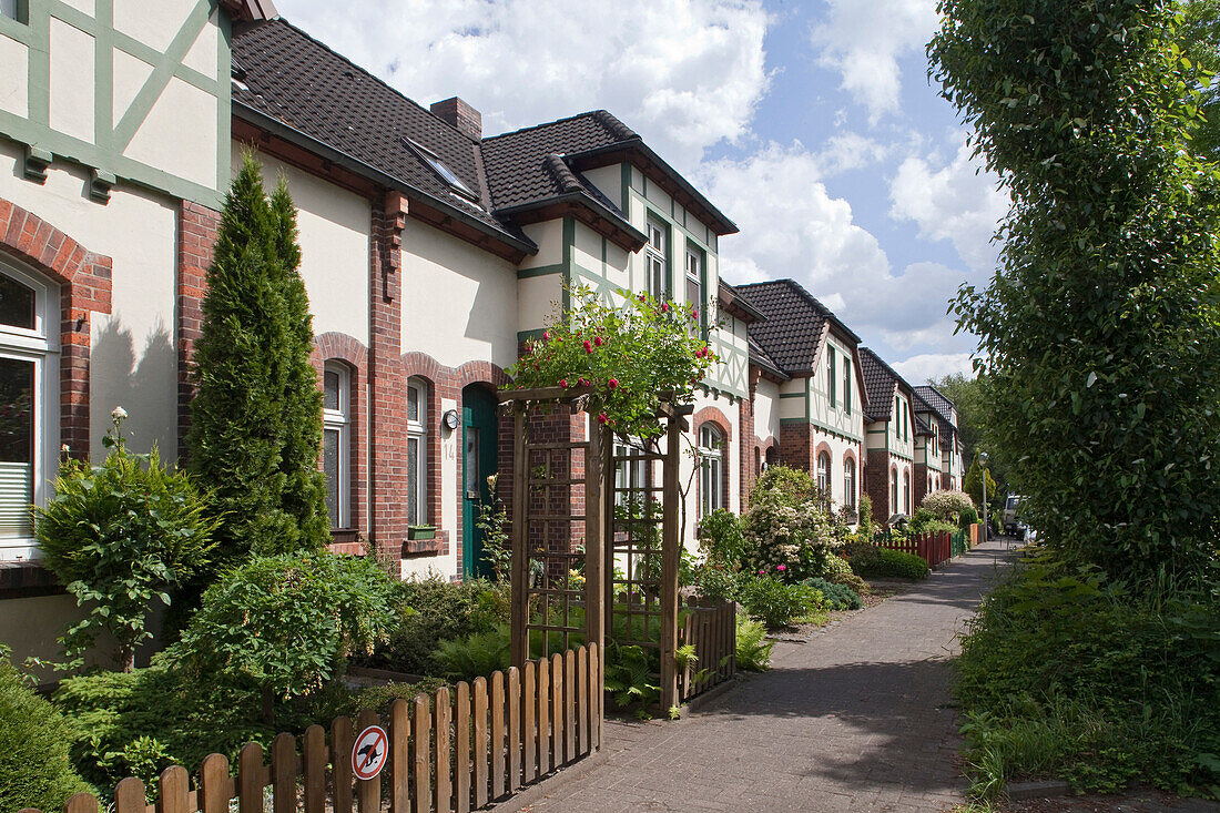 Vorgärten, Arbeitersiedlung Nordwolle, Delmenhorst, Niedersachsen, Deutschland