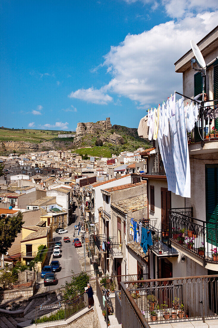 Blick auf Corleone, Sizilien, Italien, Europa