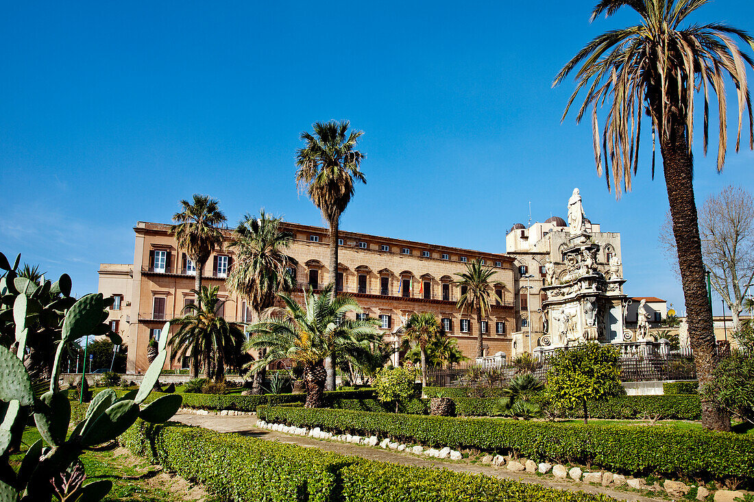Blick auf den Normannenpalast, Palermo, Sizilien, Italien, Europa