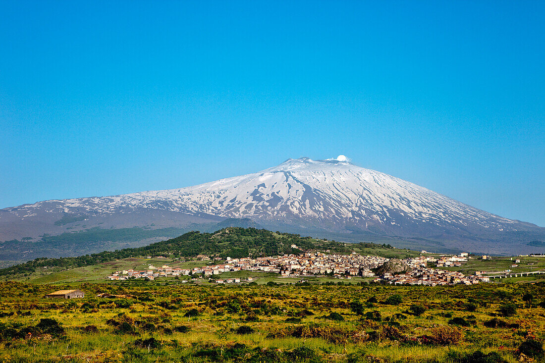 View of Maletto, Mount Etna, Sicily, Italy
