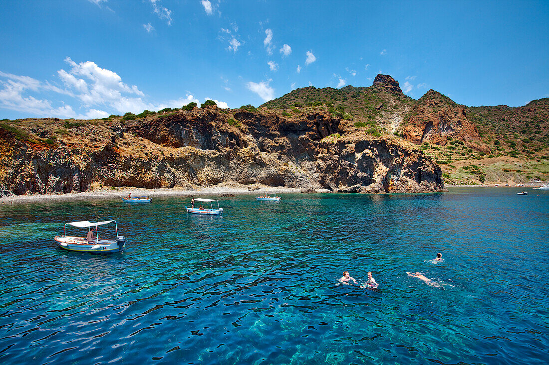 Swimming people, Panarea Island, Aeolian islands, Sicily, Italy