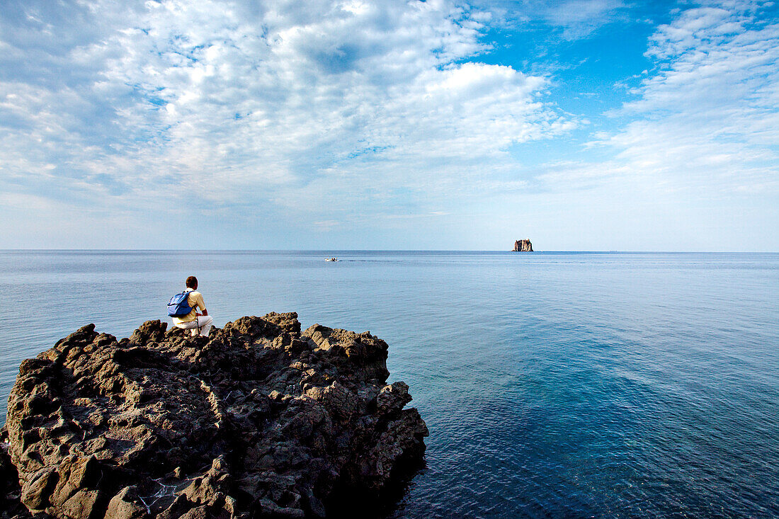 Felseninsel Strombolicchio, Stromboli, Liparische Inseln, Sizilien, Italien
