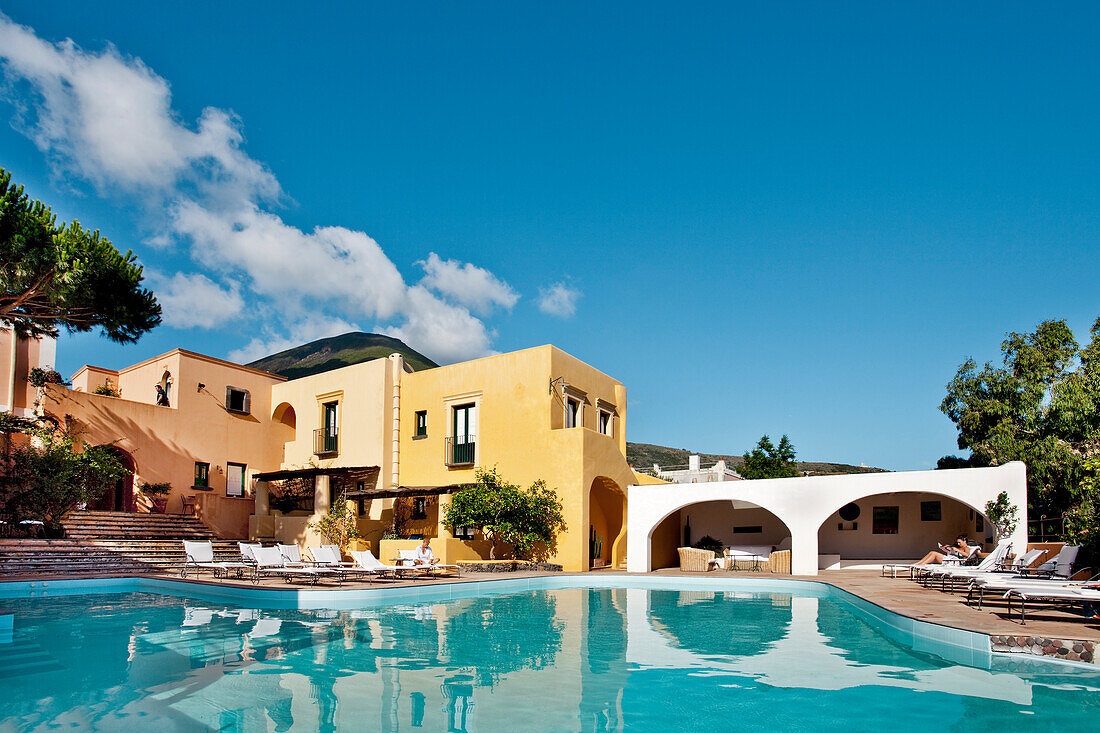 Pool, Hotel Signum, Malfa, Salina Island, Aeolian islands, Sicily, Italy
