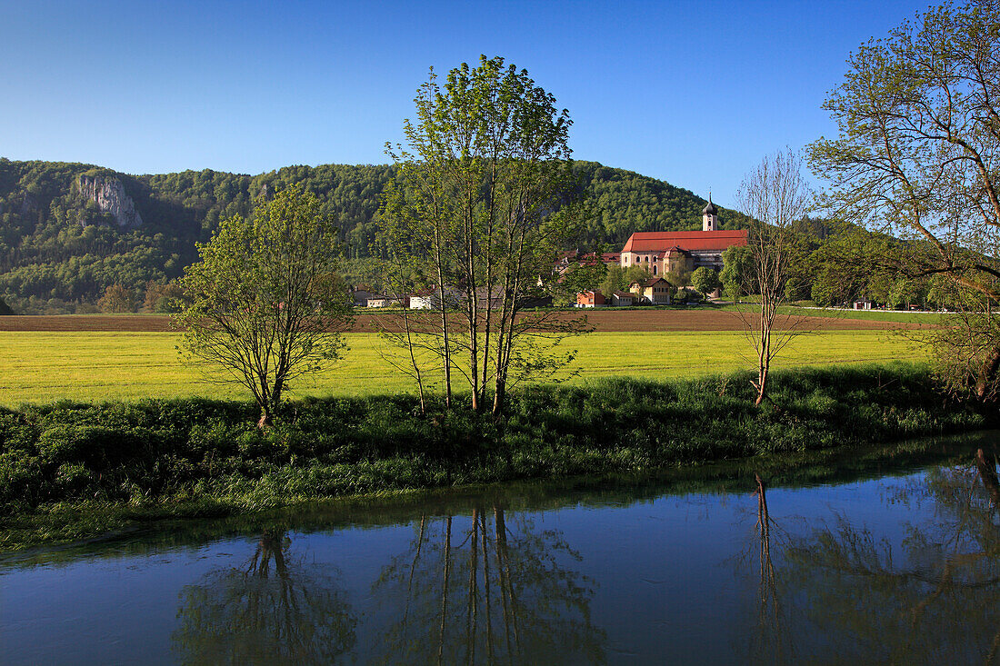 Beuron monastery, Upper Danube nature park, Danube river, Baden-Württemberg, Germany