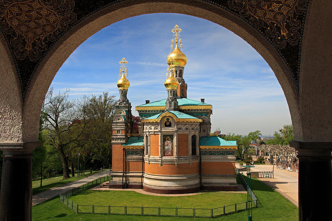 Russische Kapelle, Mathildenhöhe, Darmstadt, Hessische Bergstraße, Hessen, Deutschland