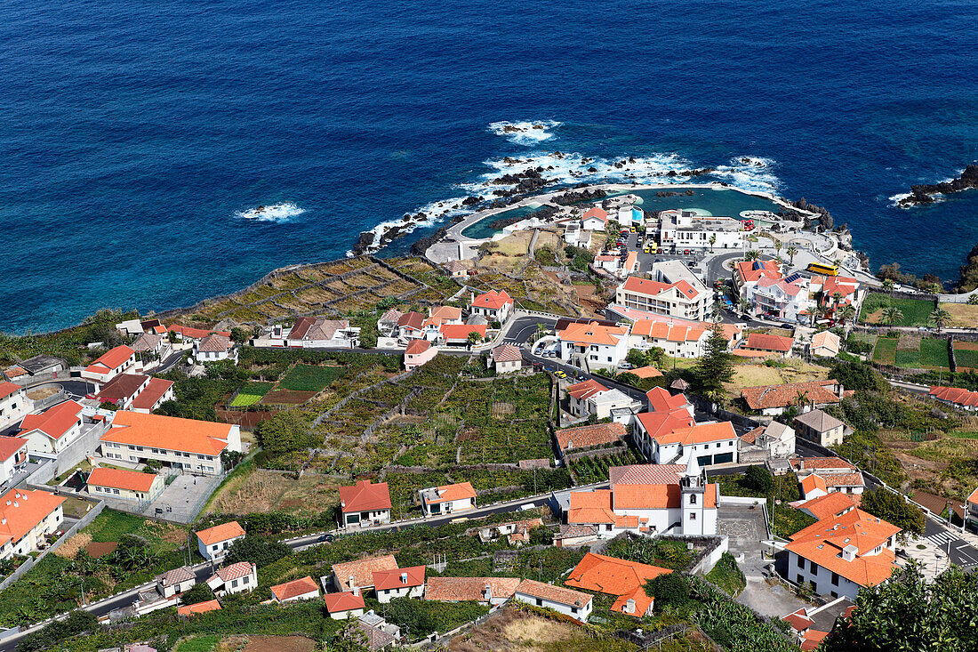 View of Porto Moniz from above, Madeira, Portugal