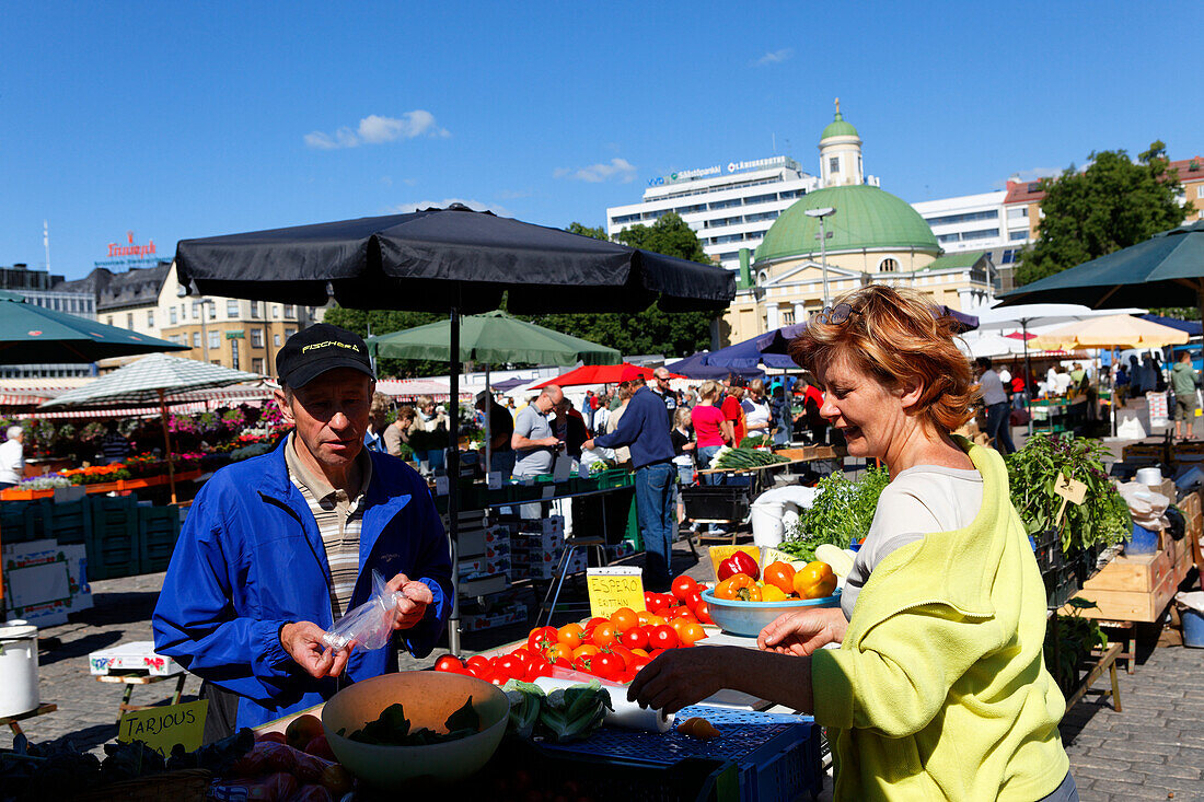Fruit and vegetable stall at the market on the Market square, Turku, Finland
