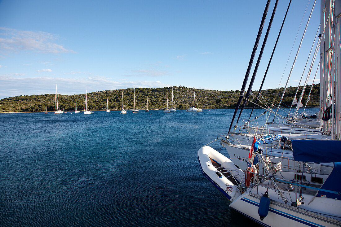 Sailing boats in a bay, Kornati archipelago, Croatia, Europe