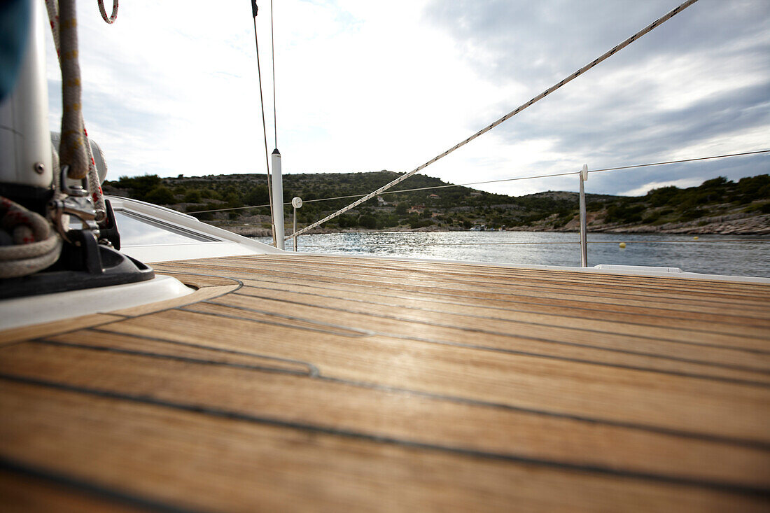 Bow of a sailingboat at the Kornati archipelago, Croatia, Europe