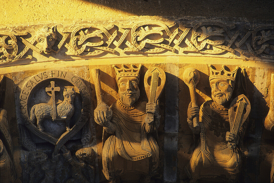 Tympanum of St Mary´s church  12th century), Oloron-Sainte-Marie. Pyrenees-Atlantiques, France