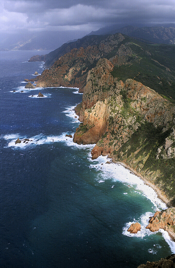 Capo Rosso cliffs. Corse-du-Sud, Corsica Island, France