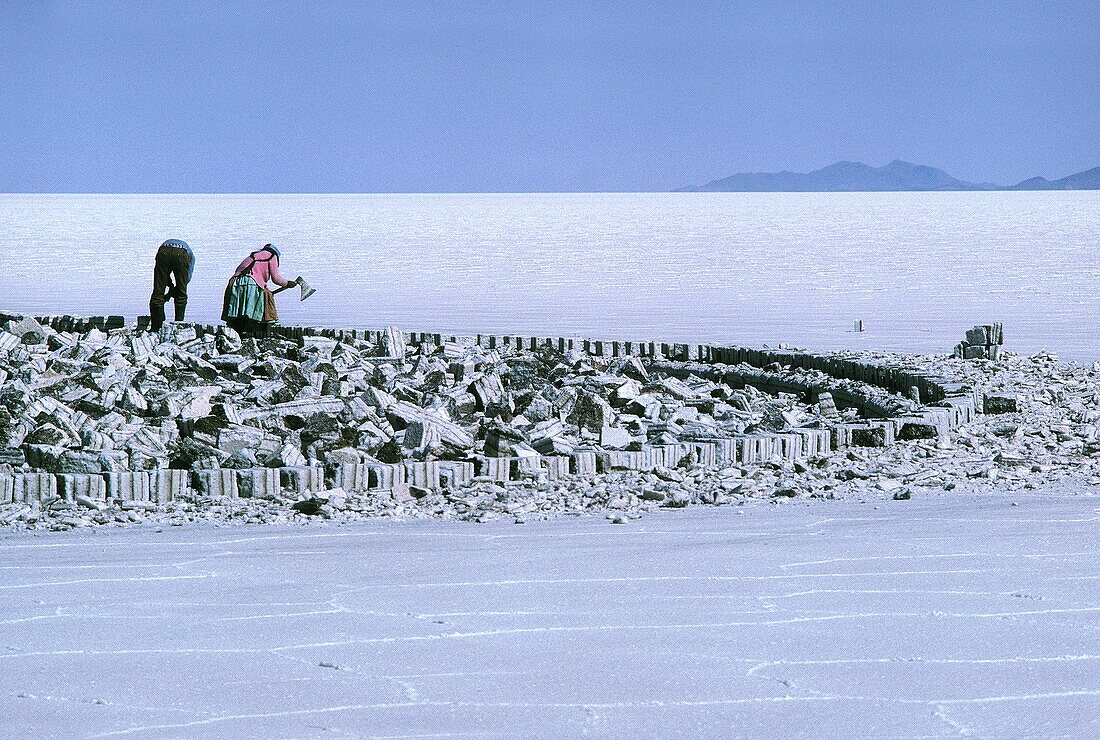 Bolivia, Salar of Uyuni, Salt harvest