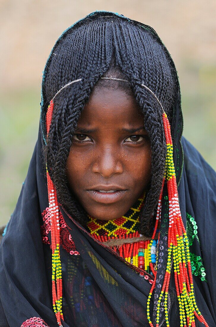 Ethiopia, Berahle region, Young Afar girl