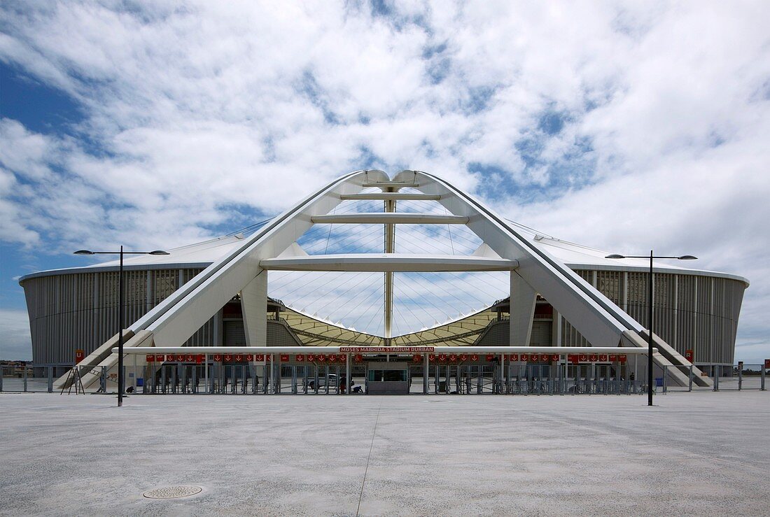 Main entrance to the new, modern stadium for the 2010 World Cup  Durban, Kwazulu Natal, South Africa