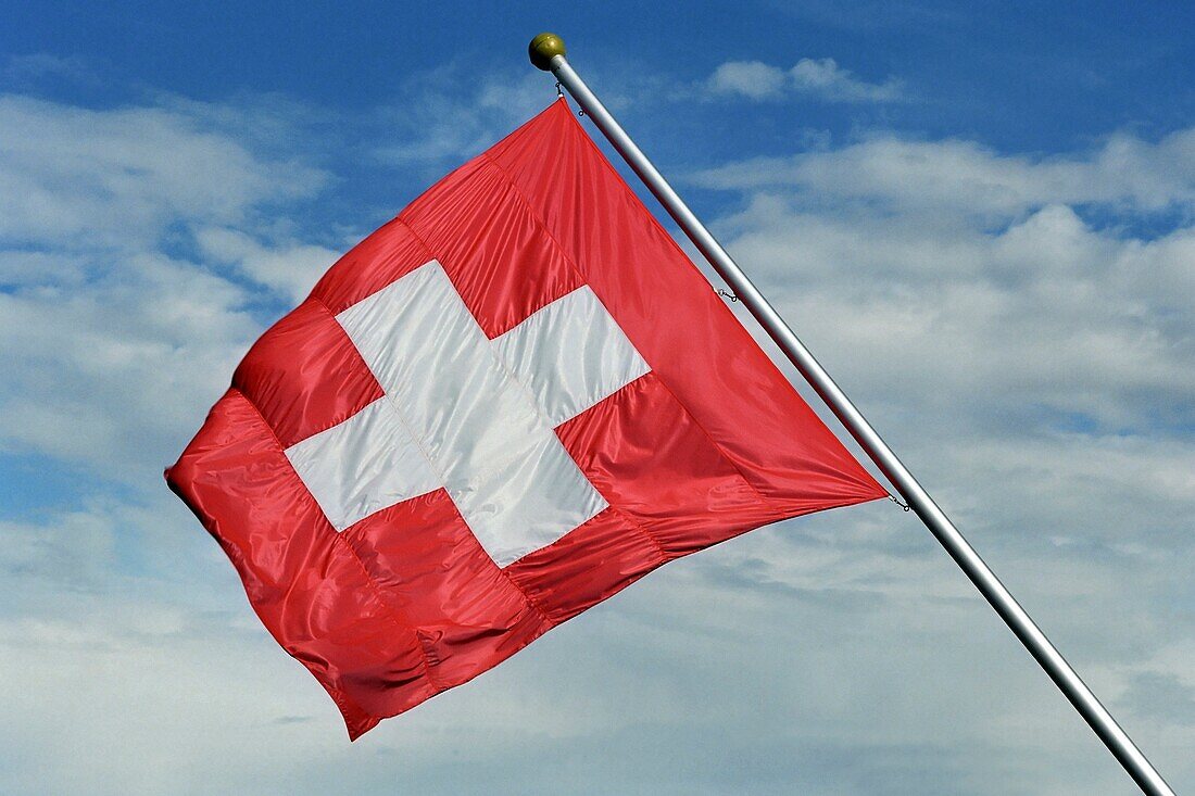 Swiss national flag  Geneva, Switzerland