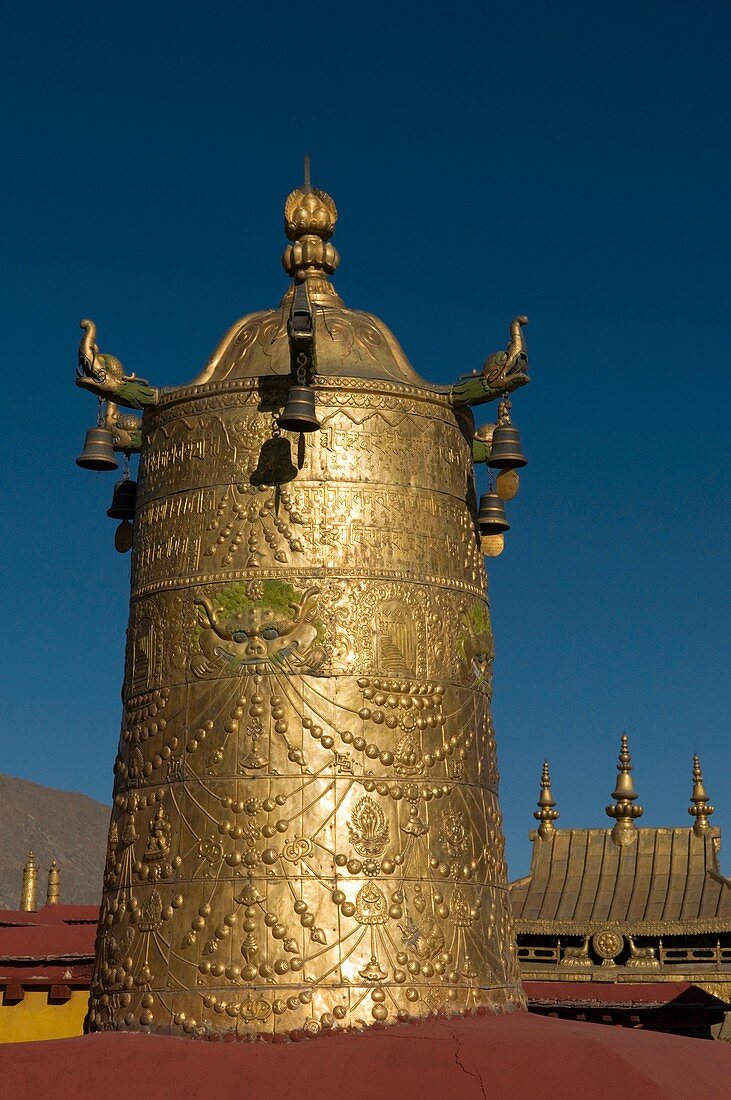 Detail of the roof of the Jokhang temple, Lhasa, Tibet