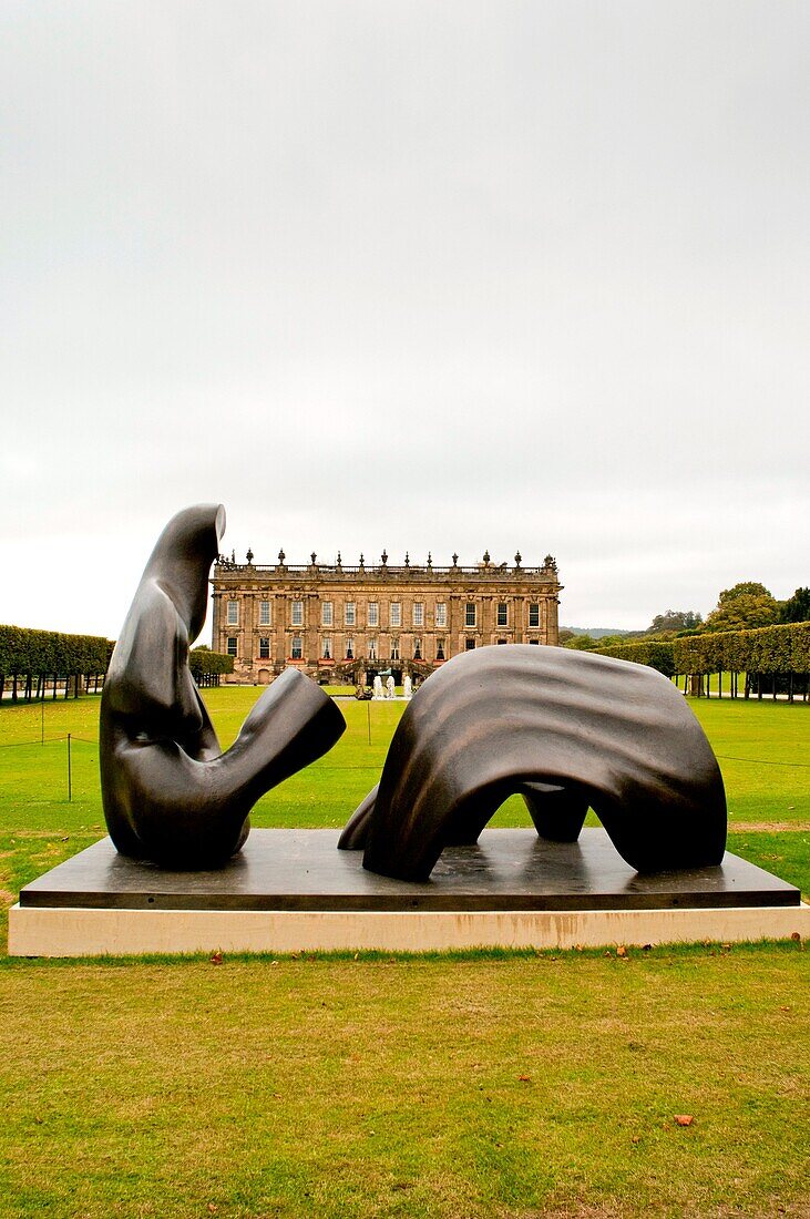 Beyond Limits by Henry Moore 1975 in the grounds of Chatsworth House, Derbyshire, England