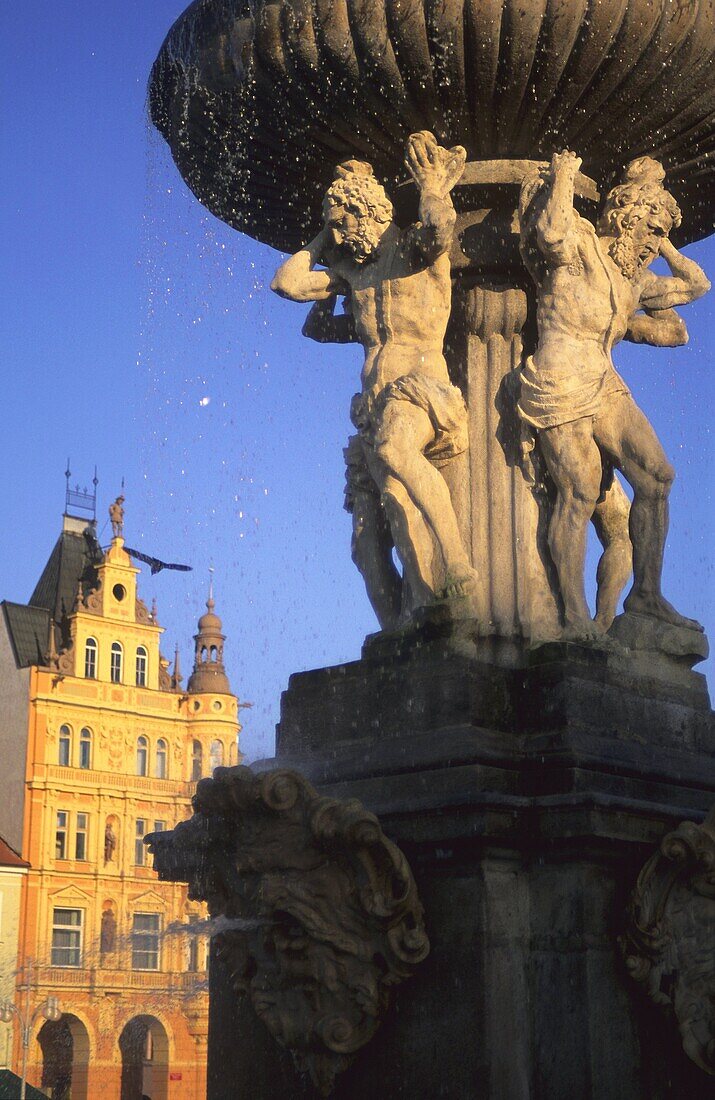 Fountain of Samson  Ceske Budejovice  Bohemia  Czech Republic