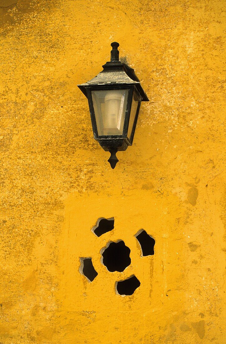 Street lamp in a house of Minorca  Balearic islands  Spain
