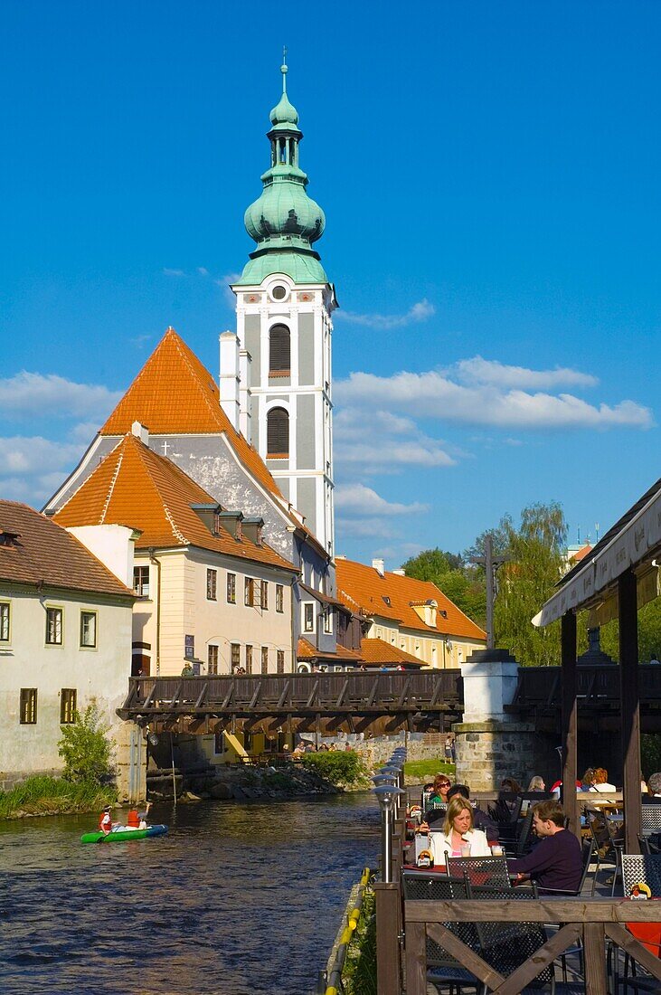 Riverside Vltava in Cesky Krumlov Czech Republic Europe