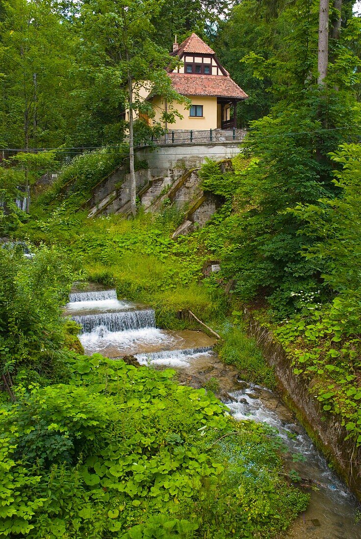 Stream just below Peles Castle in Sinaia Romania Europe