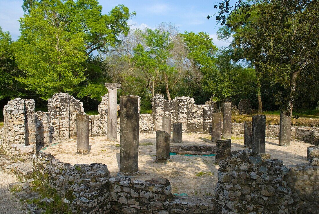 Ruins of the Baptistery in ancient Butrint Albania Europe