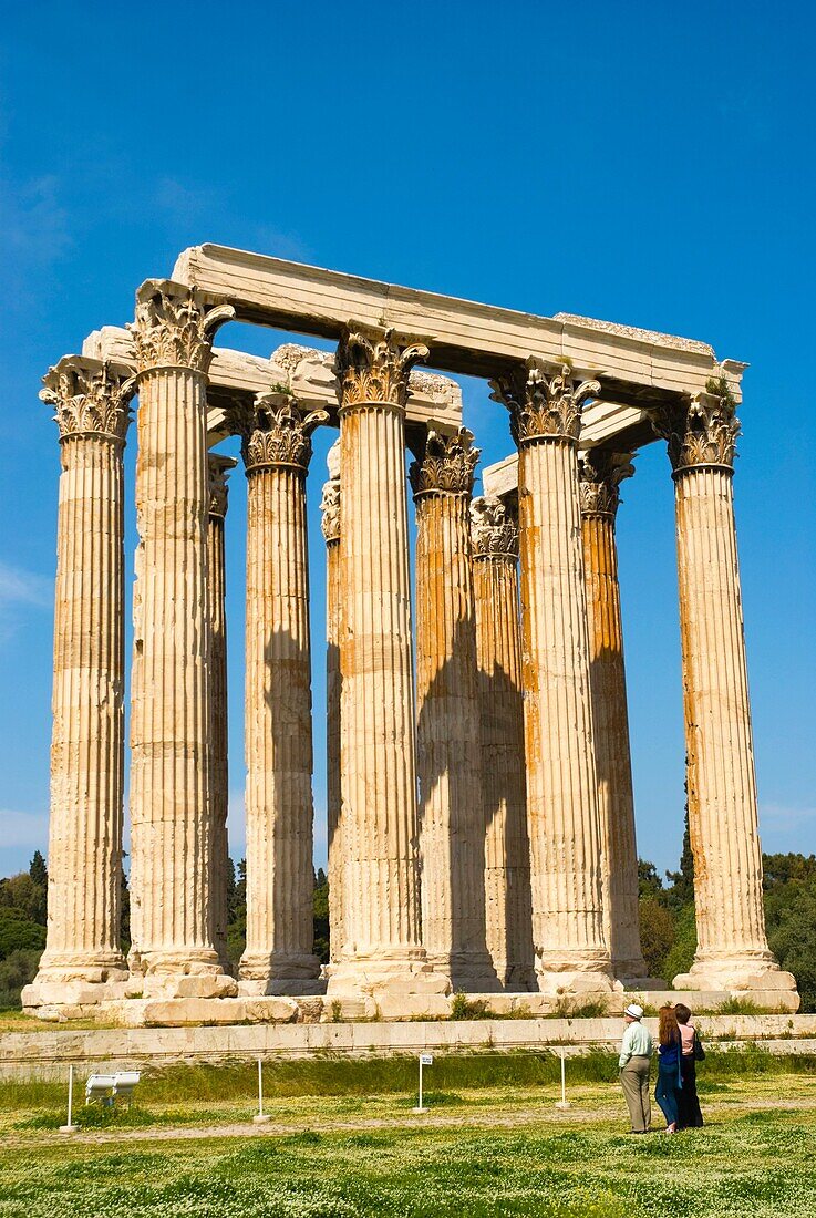 Ruins of Temple of Olympian Zeus site in central Athens Greece Europe