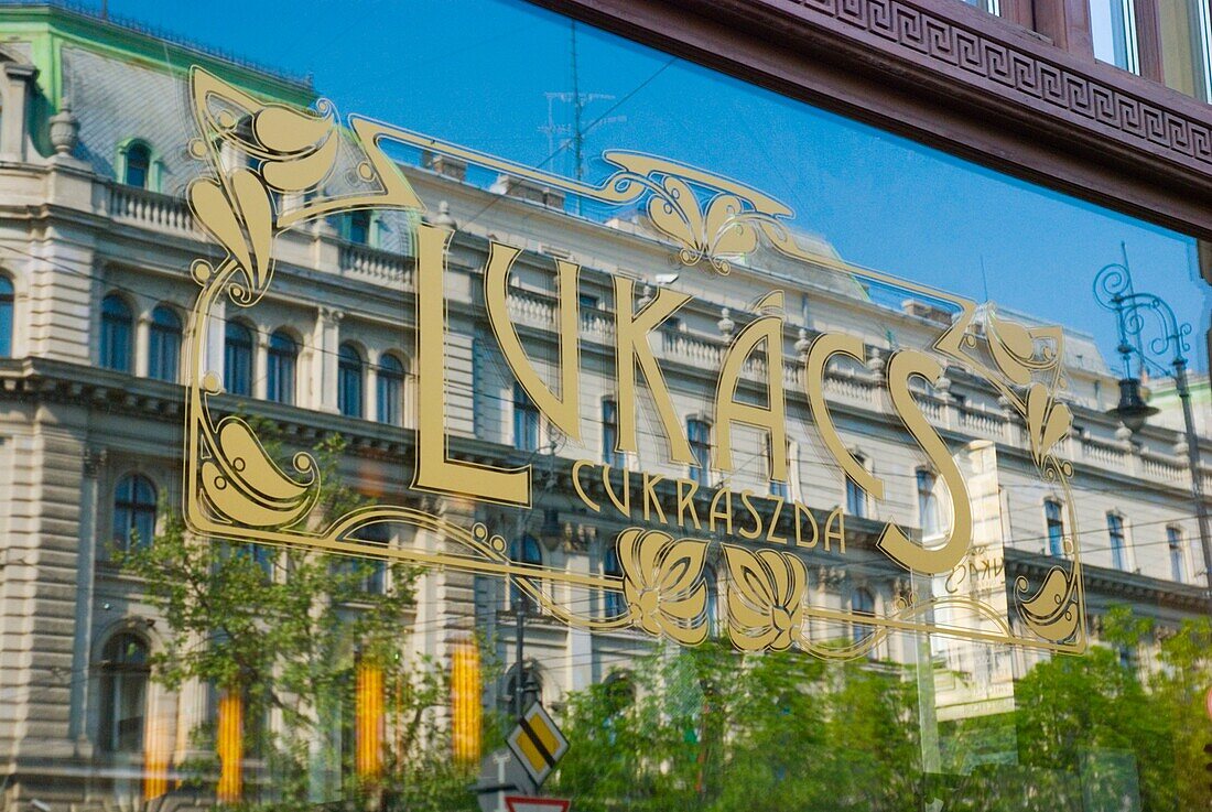 Lukacs coffeehouse exterior in Andrassy ut boulevard in central Budapest Hungary Europe