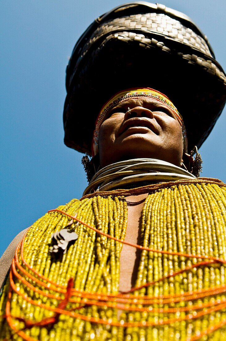 A Bonda woman covered with colorful beads. Orissa, India.